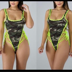 Camo Lace up Bodysuit